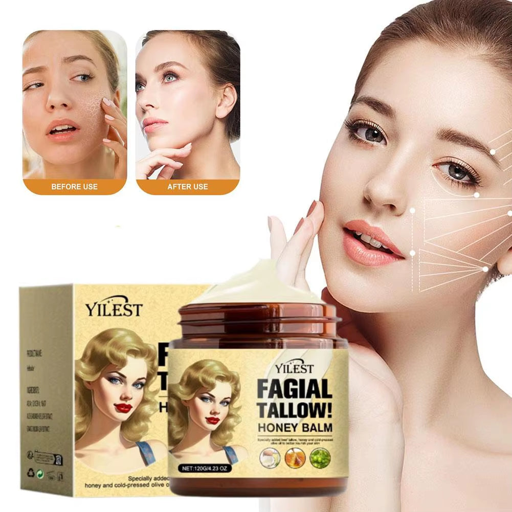 120G Whipped Beef Tallow and Honey Balm Beef Tallow Face Moisturizer Face & Body Skin Care Grass Fed Grass Finished Face Cream