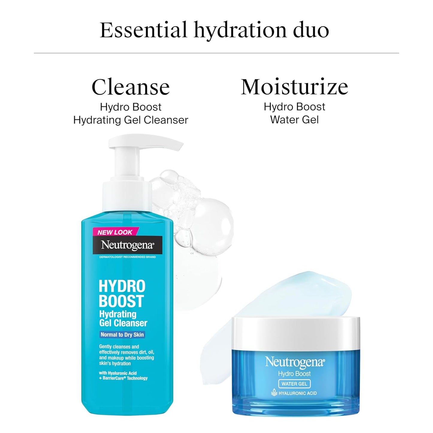 Hydro Boost Hydrating Face Wash & Makeup Remover, Gentle Facial Cleanser Gel with Hyaluronic Acid, Locks Moisture for Soft Supple Skin, Hypoallergenic, Oil-Free, Soap-Free, 7.8 Fl Oz