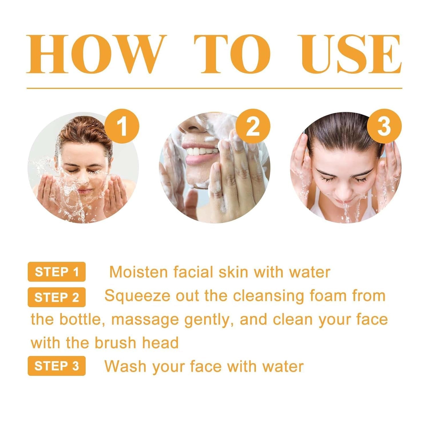 2 Pcs Turmeric Foaming Face Wash, Deep Cleaning Scrub Exfoliating Glow Wash Turmeric Facial Cleanser with Brush for All Skin.