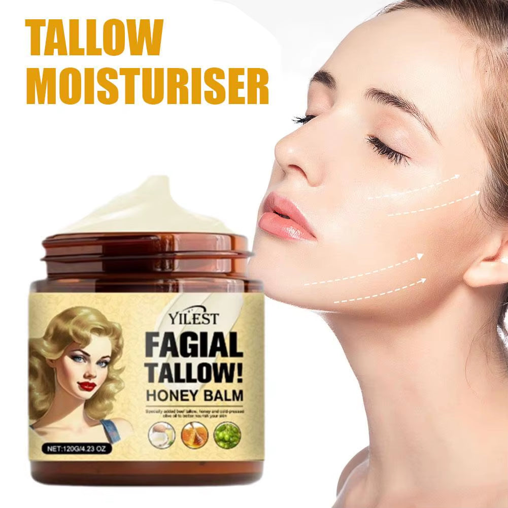 120G Whipped Beef Tallow and Honey Balm Beef Tallow Face Moisturizer Face & Body Skin Care Grass Fed Grass Finished Face Cream