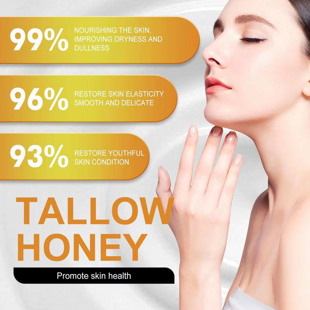 120G Whipped Beef Tallow and Honey Balm Beef Tallow Face Moisturizer Face & Body Skin Care Grass Fed Grass Finished Face Cream